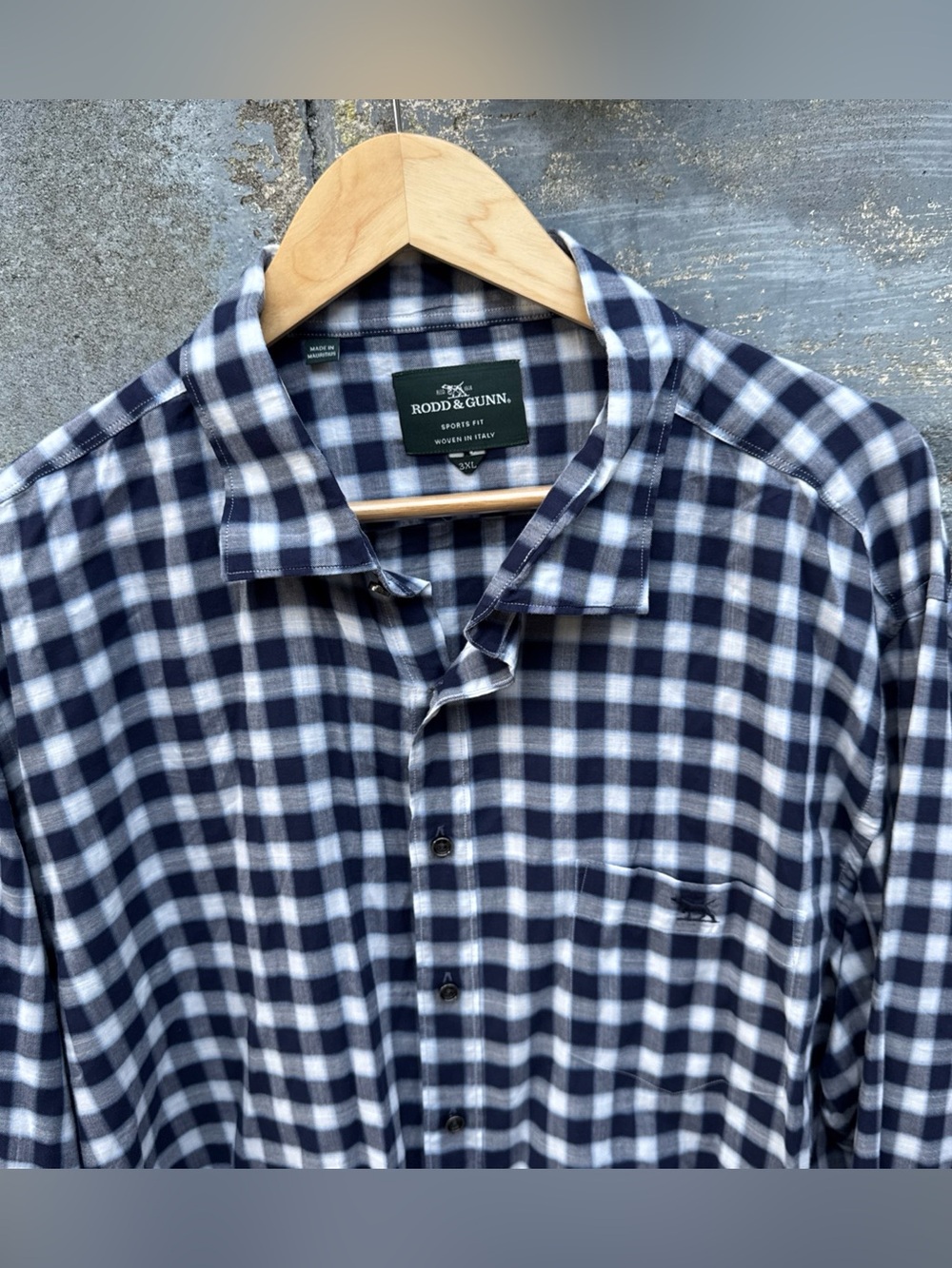 Rodd & Gunn Shirt Mens 3XL Blue Button Up Long Sleeve Sports Fit Plaid